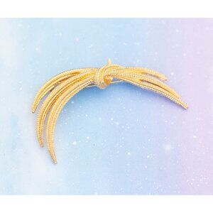Vintage Golden Sharp Tie Brooch | Gold Tone Rope Brooch | Monet | J11